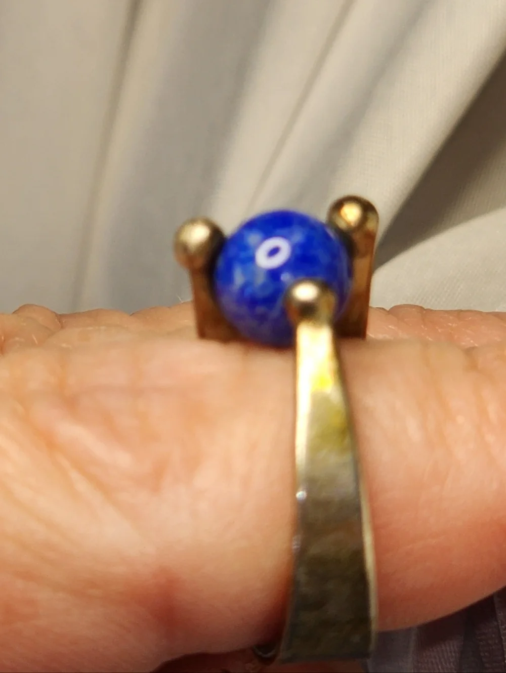 Sterling Silver Blue Lapis Orb Ring   Sz 7.25